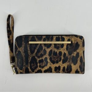 Steve Madden Wristlet Wallet Brown Leopard Animal Print Faux Leather
